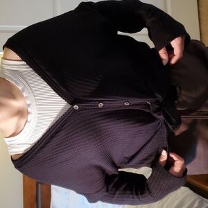 Forever 21 Waffle Weave Button Up V neck